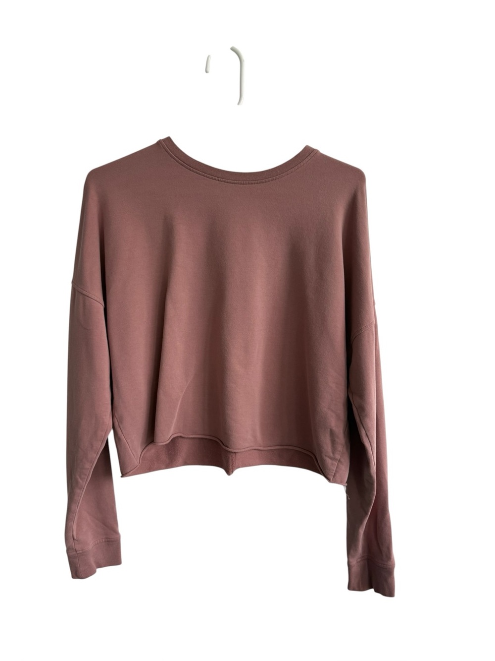 Knix Cropped Rolled Hem Sweatshirt Top Dusty Rose Long Sleeve Size Medium